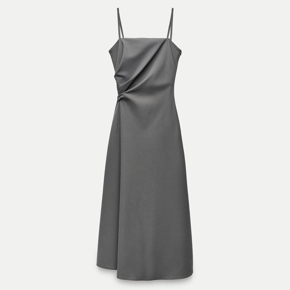 ZARA ZW Collection Wool Blended Ruched Maxi Dress